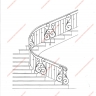 Média réf. 163 (12/12): Rampe d'escalier en fer forgé, style Classique et baroque, modèle Saint Eloi II