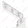 Média réf. 166 (2/6): Rampe d'escalier en fer forgé, style Classique et baroque, modèle Saint Eloi III