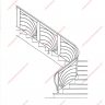 Média réf. 262 (4/12): Rampe d'escalier en fer forgé, style Art décoratif, modèle soleil