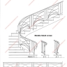 Média réf. 279 (1/2): Rampe d'escalier en fer forgé, style Art décoratif, modèle soleil croisé