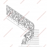 Média réf. 1173 (1/1): Rampe d'escalier en fer forgé, style Classique et baroque, modèle Saint Germain Miroir