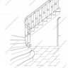 Média réf. 469 (2/3): Rampe d'escalier en fer forgé, style Moyen-âge, modèle Saint Louis