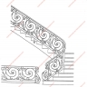 Média réf. 104 (2/6): Rampe d'escalier en fer forgé, style Classique et baroque, modèle Louis XVI feuillage
