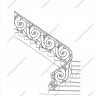 Média réf. 105 (3/6): Rampe d'escalier en fer forgé, style Classique et baroque, modèle Louis XVI feuillage