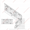 Média réf. 165 (1/6): Rampe d'escalier en fer forgé, style Classique et baroque, modèle Saint Eloi III
