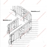 Média réf. 169 (5/6): Rampe d'escalier en fer forgé, style Classique et baroque, modèle Saint Eloi III