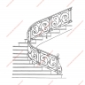 Média réf. 203 (10/15): Rampe d'escalier en fer forgé, style Classique et baroque, modèle Saint Germain et variantes