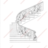 Média réf. 215 (1/2): Rampe d'escalier en fer forgé, style Classique et baroque, modèle Saint Germain feuillage