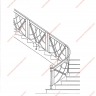 Média réf. 231 (1/6): Rampe d'escalier en fer forgé, style Art décoratif, modèle treillis