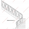 Média réf. 235 (5/6): Rampe d'escalier en fer forgé, style Art décoratif, modèle treillis