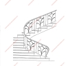 Média réf. 253 (1/1): Rampe d'escalier en fer forgé, style Art décoratif, modèle lys