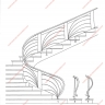 Média réf. 259 (1/12): Rampe d'escalier en fer forgé, style Art décoratif, modèle soleil