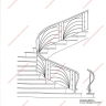 Média réf. 260 (2/12): Rampe d'escalier en fer forgé, style Art décoratif, modèle soleil