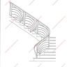 Média réf. 261 (3/12): Rampe d'escalier en fer forgé, style Art décoratif, modèle soleil