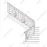 Média réf. 263 (5/12): Rampe d'escalier en fer forgé, style Art décoratif, modèle soleil