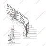 Média réf. 265 (7/12): Rampe d'escalier en fer forgé, style Art décoratif, modèle soleil