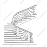 Média réf. 270 (12/12): Rampe d'escalier en fer forgé, style Art décoratif, modèle soleil