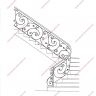 Média réf. 1148 (2/2): Rampe d'escalier en fer forgé, style Classique et baroque, modèle Florence