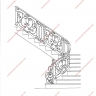 Média réf. 1151 (1/15): Rampe d'escalier en fer forgé, style Classique et baroque, modèle Médaillons Baroque