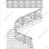 Média réf. 1154 (4/15): Rampe d'escalier en fer forgé, style Classique et baroque, modèle Médaillons Baroque