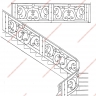 Média réf. 1155 (5/15): Rampe d'escalier en fer forgé, style Classique et baroque, modèle Médaillons Baroque