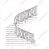 Média réf. 1157 (7/15): Rampe d'escalier en fer forgé, style Classique et baroque, modèle Médaillons Baroque
