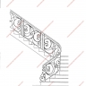 Média réf. 1162 (12/15): Rampe d'escalier en fer forgé, style Classique et baroque, modèle Médaillons Baroque