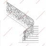 Média réf. 1171 (1/2): Rampe d'escalier en fer forgé, style Classique et baroque, modèle Alix