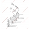 Média réf. 1175 (1/2): Rampe d'escalier en fer forgé, style Classique et baroque, modèle Col de Cygne