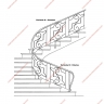 Média réf. 1185 (2/2): Rampe d'escalier en fer forgé, style Art décoratif, modèle Ibis