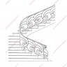 Média réf. 284 (2/3): Rampe d'escalier en fer forgé, style Art décoratif, modèle soleil escargot