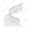 Média réf. 1195 (1/2): Rampe d'escalier en fer forgé, style Moyen-âge, modèle Écusson