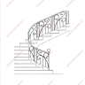 Média réf. 305 (8/9): Rampe d'escalier en fer forgé, style Art nouveau, modèle liane