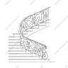 Média réf. 306 (9/9): Rampe d'escalier en fer forgé, style Art nouveau, modèle liane