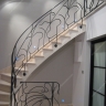 Média réf. 307 (1/4): Rampe d'escalier en fer forgé, style Art nouveau, modèle liane arabesque