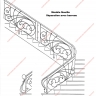 Média réf. 330 (1/6): Rampe d'escalier en fer forgé, style Art nouveau, modèle nouille