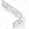 Média réf. 333 (4/6): Rampe d'escalier en fer forgé, style Art nouveau, modèle nouille
