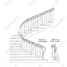 Média réf. 402 (1/6): Rampe d'escalier en fer forgé, style Design fonctionnel, modèle provence