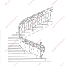 Média réf. 407 (6/6): Rampe d'escalier en fer forgé, style Design fonctionnel, modèle provence