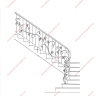 Média réf. 416 (2/2): Rampe d'escalier en fer forgé, style Floral végétal, modèle Bourgogne