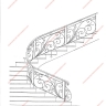 Média réf. 448 (1/5): Rampe d'escalier en fer forgé, style Floral végétal, modèle volutes et feuillages
