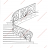 Média réf. 452 (5/5): Rampe d'escalier en fer forgé, style Floral végétal, modèle volutes et feuillages
