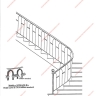 Média réf. 461 (1/2): Rampe d'escalier en fer forgé, style Moyen-âge, modèle romane