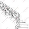 Média réf. 1208 (3/4): Rampe d'escalier en fer forgé, style Classique et baroque, modèle Gonzague