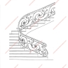 Média réf. 107 (5/6): Rampe d'escalier en fer forgé, style Classique et baroque, modèle Louis XVI feuillage