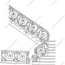 Média réf. 103 (1/6): Rampe d'escalier en fer forgé, style Classique et baroque, modèle Louis XVI feuillage